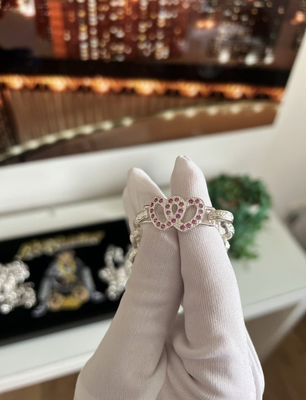 925 SILVER PINK DOUBLE HEARTS 💞 - Image 2
